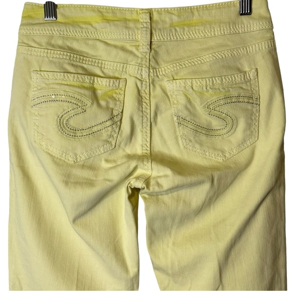 Silver Jeans Suki Capri Womens Pale‎ Yellow Denim Pants Pockets 26 L4016SCLW13 - Picture 5 of 9